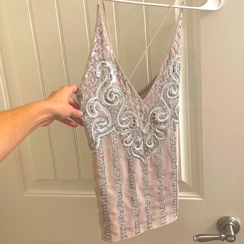 Open-back sequin top